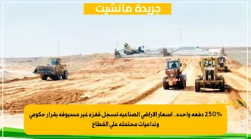 250 دفعة واحدة.. أسعار الأراضي الصناعية تسجل قفزة غير مسبوقة بقرار حكومي وتداعيات محتملة على القطاع 1